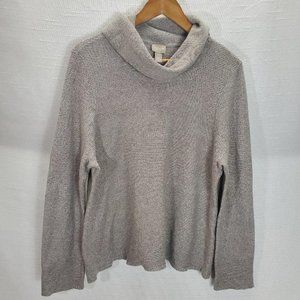 Chicos Sweater Womens 3 (XL) Taupe Cowl Turtleneck Cashmere Blend Long Sleeve